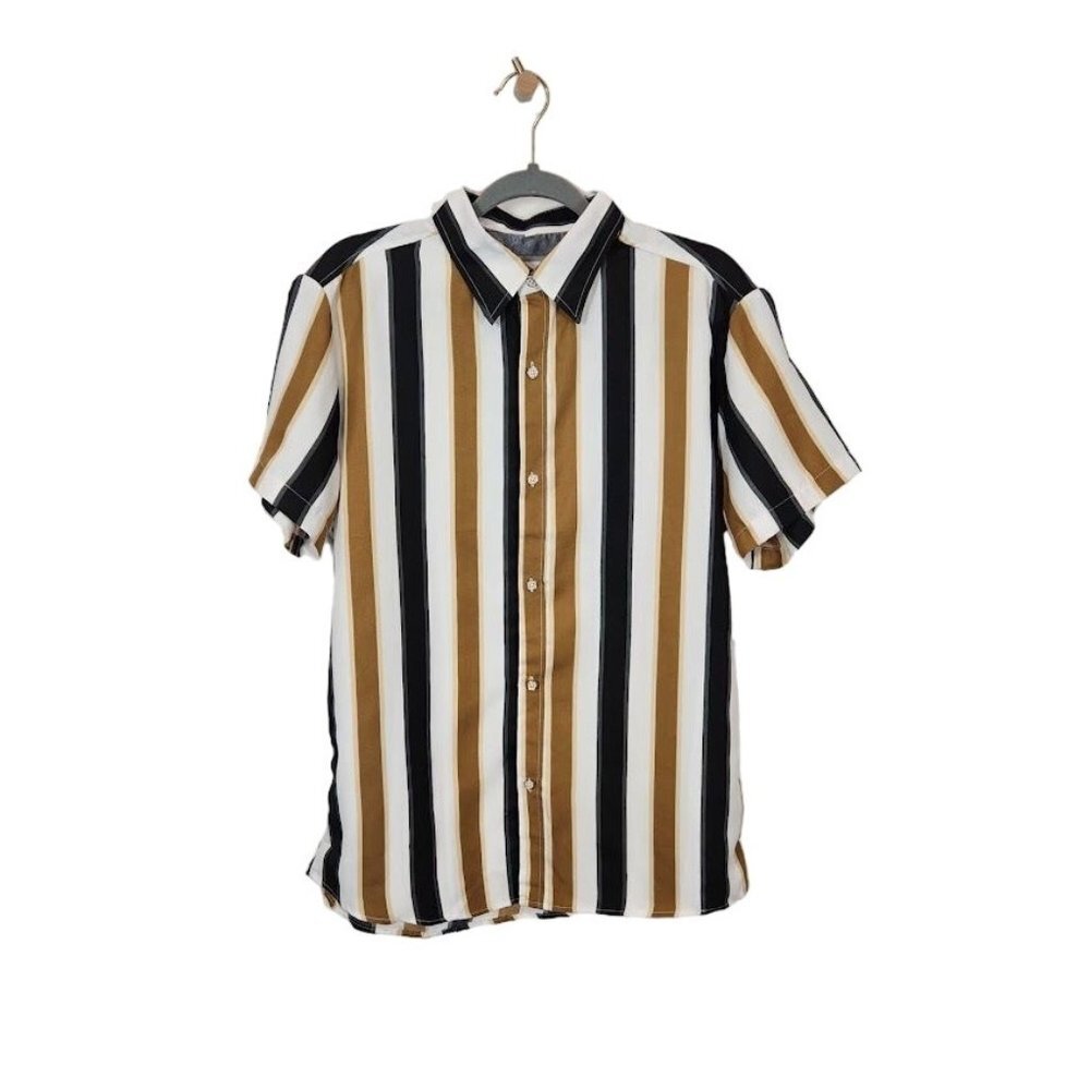 Shein Manfinity RSRT Men Striped Print‎ Button Down Shirt - Size Medium